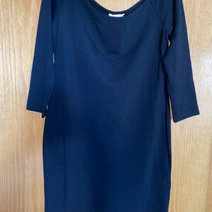 Basic Editions Black Sheath Dress 3/4 Sleeve Scoop Neck